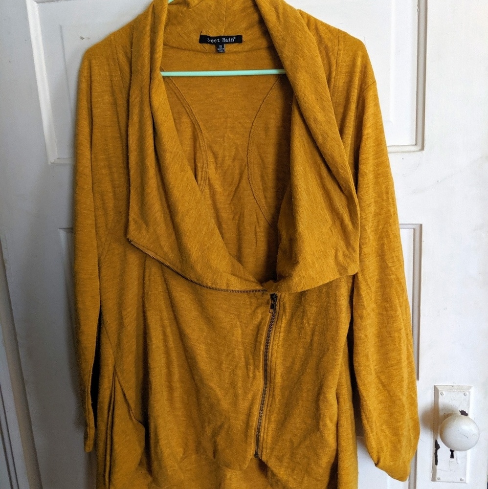 Modcloth Plus Size Cowl Neck Zip Cardigan